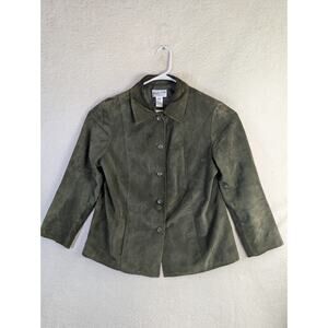 Vintage Pendleton Suede Coat Jacket Womens sz 1X Green Mid Length Button Up